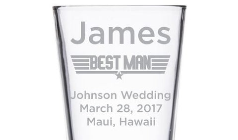 Beer Pint Glass - Military Wedding Party